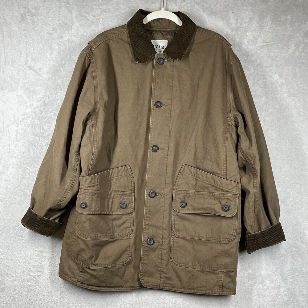 Orvis Chore Jacket Large Brown Corduroy Collar Field Canvas Work Wear Outdoor